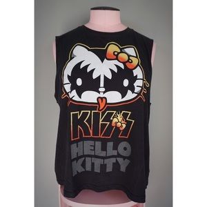 KISS Hello Kitty Black Muscle Tee Band Shirt